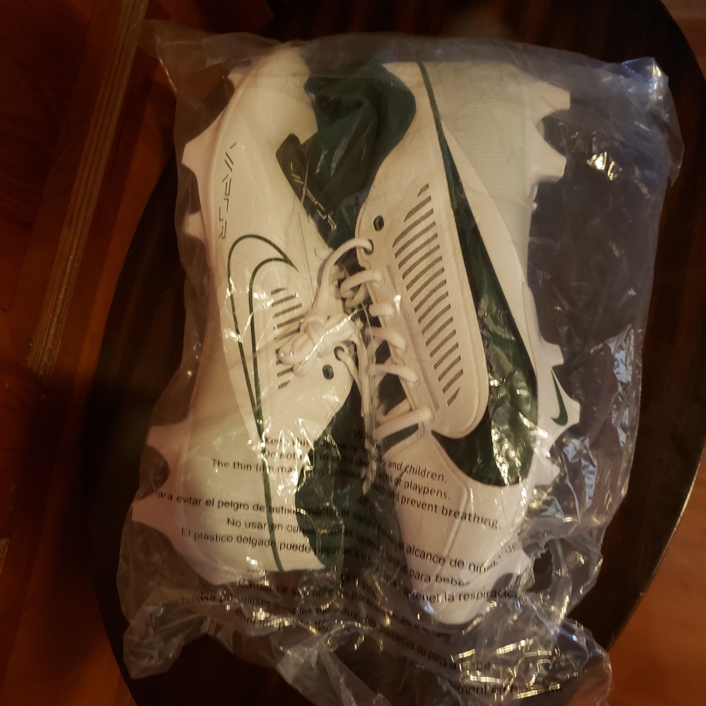 White and Green Nike Athletic Shoes